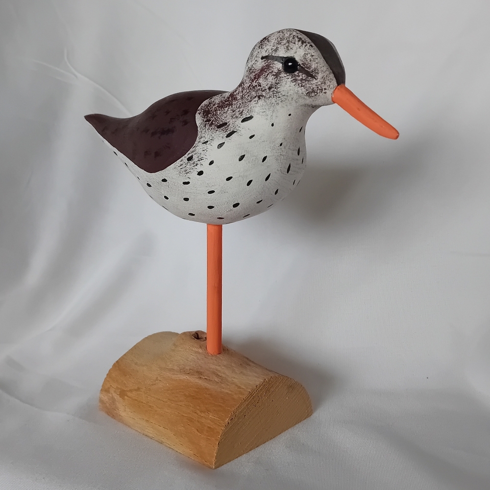 Vintage Handcrafted Spotted Sandpiper Figurine By Peter Wakely
